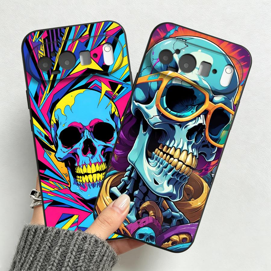 Google Pixel 9 - Neon Pop Art Skull Case voor