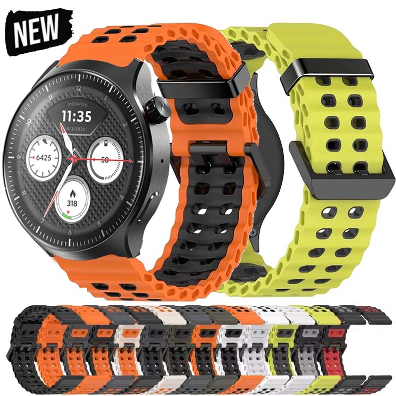 Motorola Smartwatch Accessories - Ademende, tweekleurige siliconen band voor de